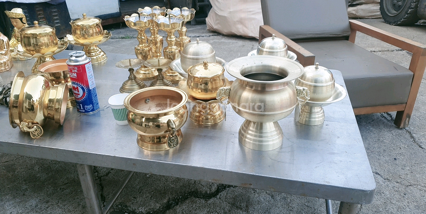 유기 향로, 불상, 촛대 불교용품--7