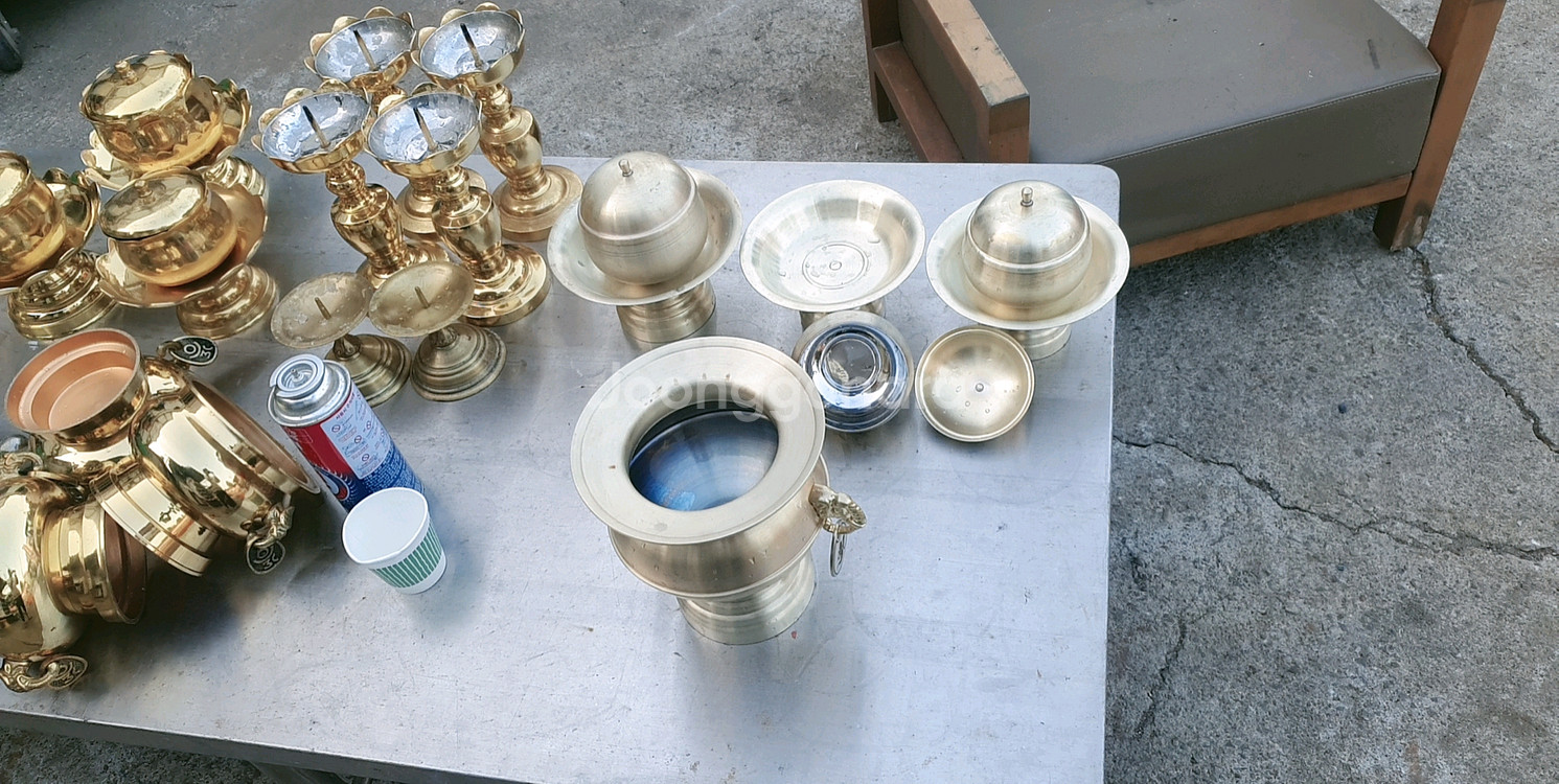 유기 향로, 불상, 촛대 불교용품--6