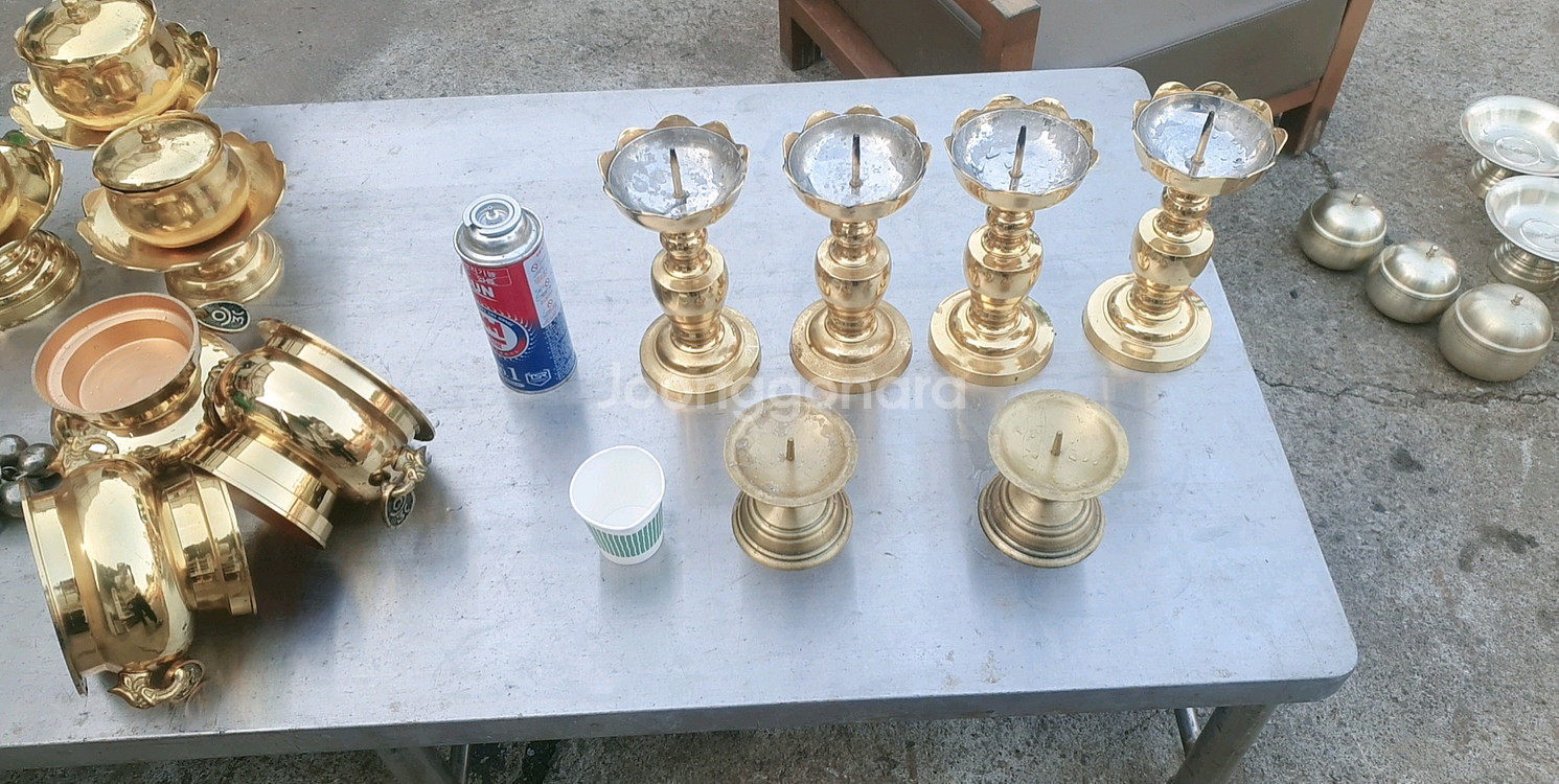 유기 향로, 불상, 촛대 불교용품--5