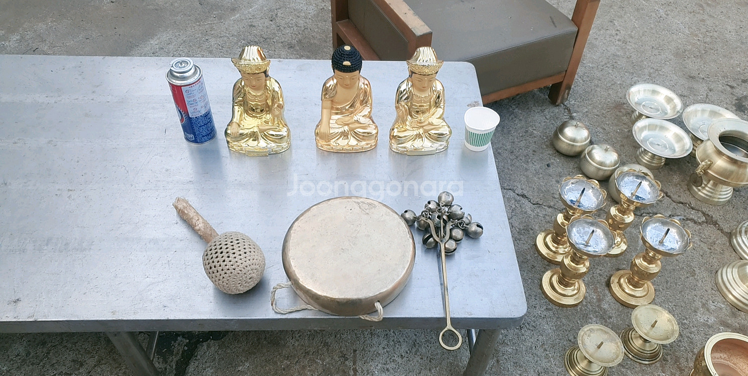 유기 향로, 불상, 촛대 불교용품--3