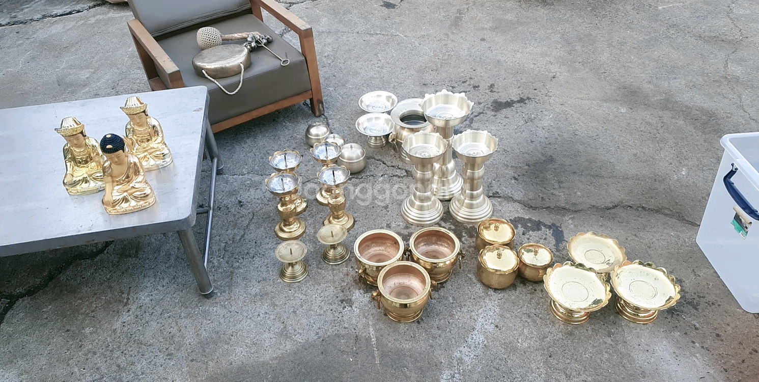 유기 향로, 불상, 촛대 불교용품--9