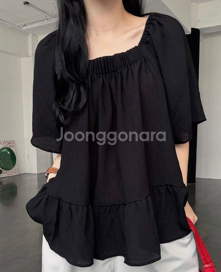 [새제품] 모네 블랙 블라우스--0