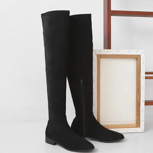 스웨이드 스판 롱부츠