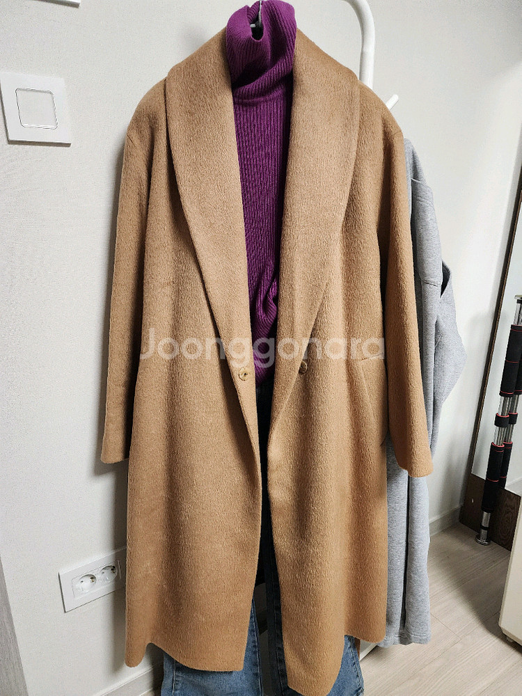 여성 카멜 겨울 롱코트--2