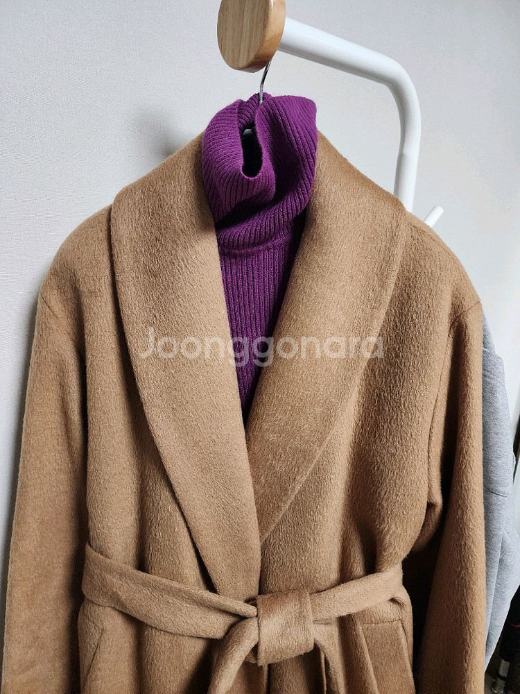 여성 카멜 겨울 롱코트--1