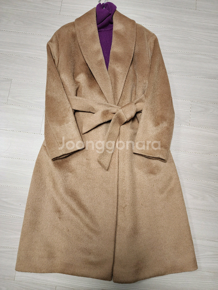 여성 카멜 겨울 롱코트--7