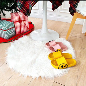 원형 인조 털 러그 90cm 100cm