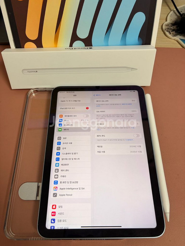 10월구매 아이패드 미니 7세대 256기가 스타라이트 풀박+애펜프로--0