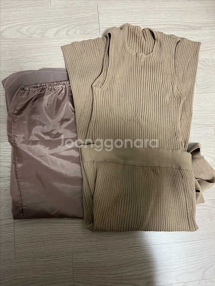 시에 에이프런 원피스 카멜 (나시)--1