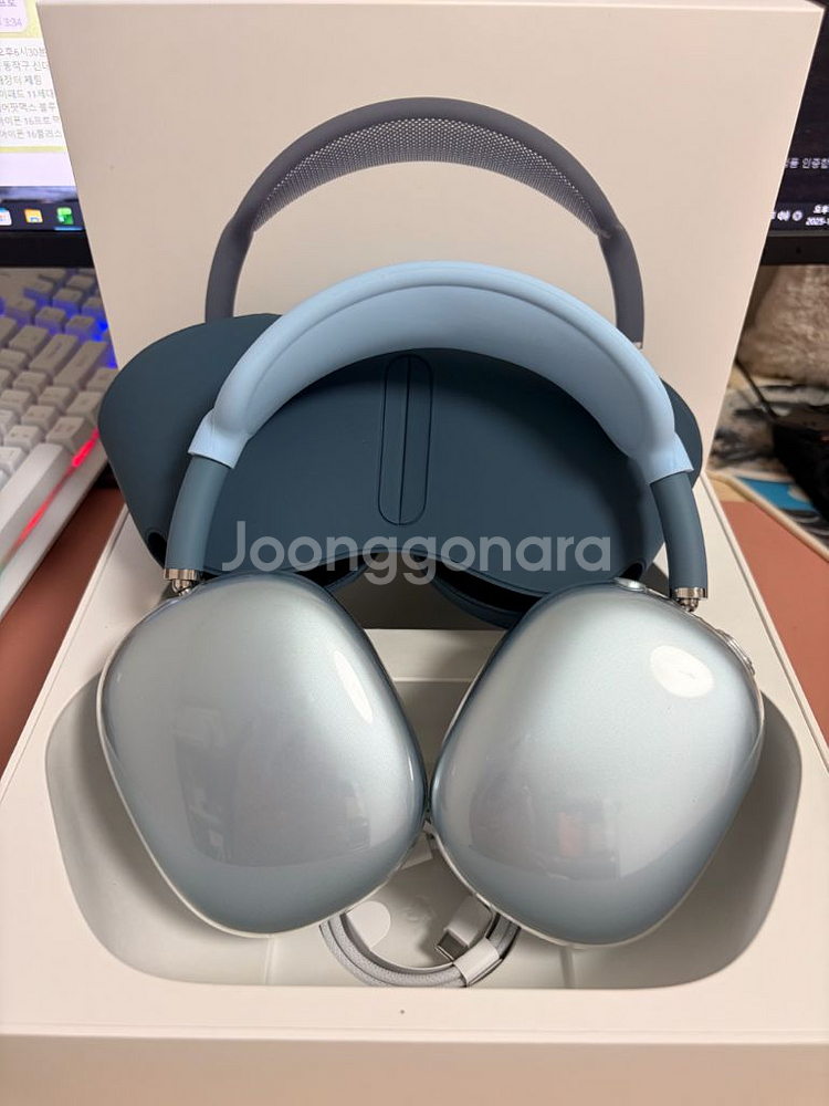 에어팟 맥스 c타입 블루 풀박스 보증남음--0