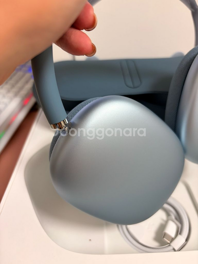 에어팟 맥스 c타입 블루 풀박스 보증남음--6