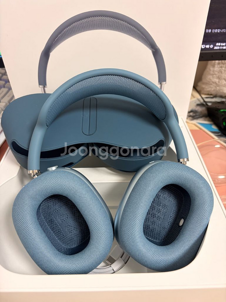 에어팟 맥스 c타입 블루 풀박스 보증남음--7