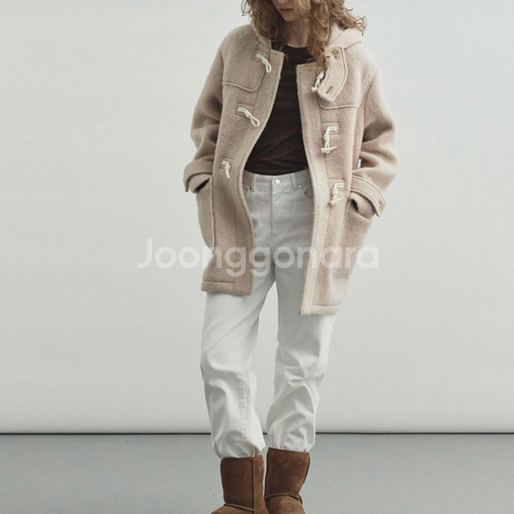 몽돌 울 하프 부클 더플 코트 오트밀--3