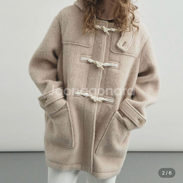 몽돌 울 하프 부클 더플 코트 오트밀--1