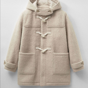 몽돌 울 하프 부클 더플 코트 오트밀