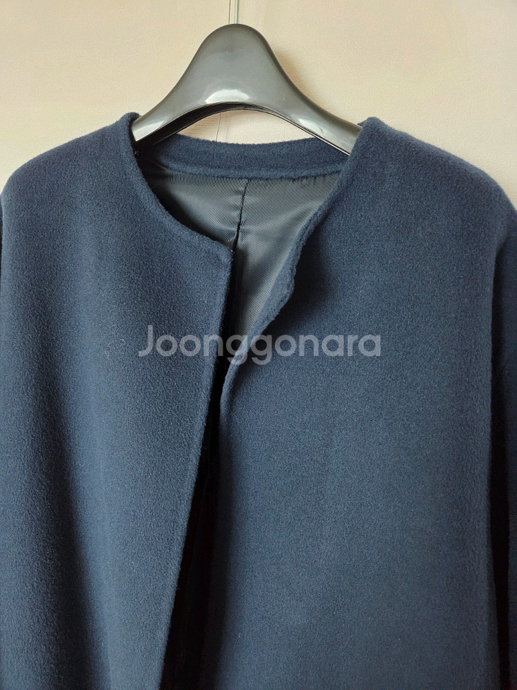 캐시미어 100% 노카라 네이비 롱코트 새상품--2