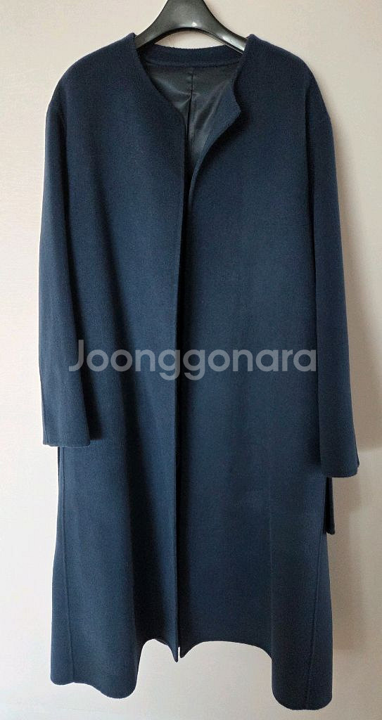 캐시미어 100% 노카라 네이비 롱코트 새상품--0