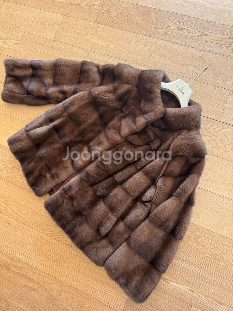 마호가니 호리젠탈 밍크코트--5