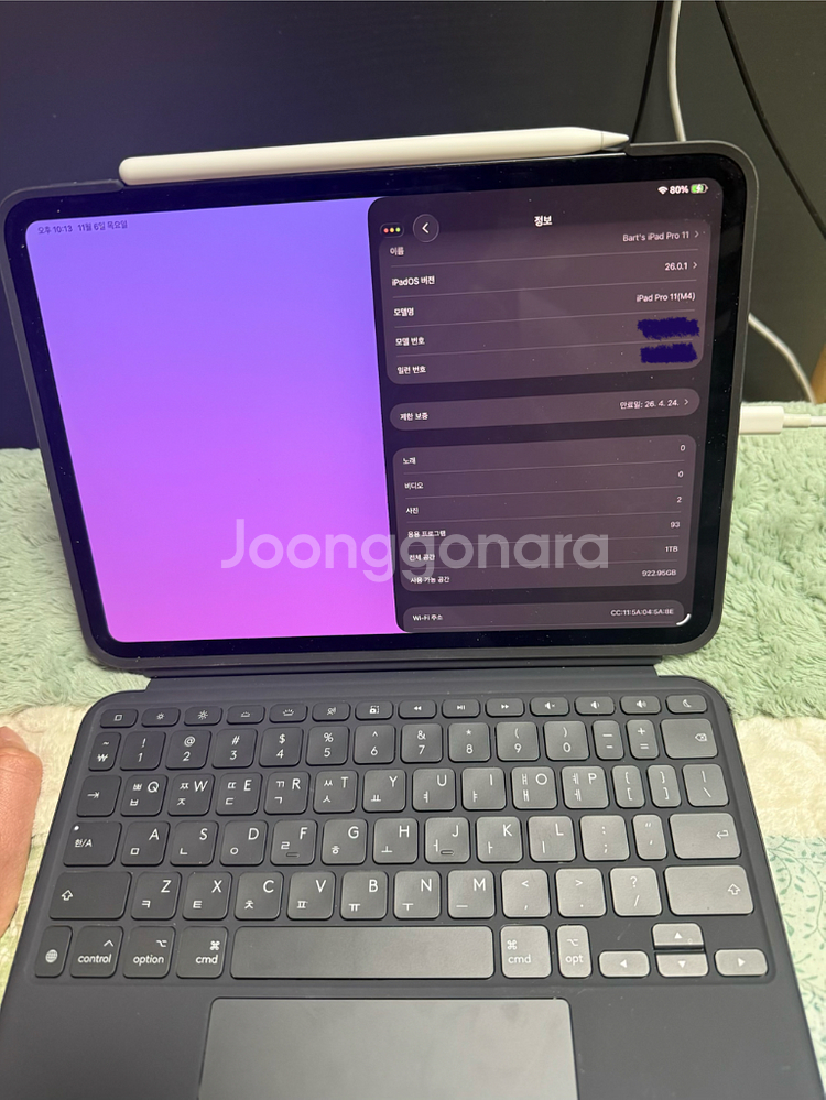 아이패드 프로11 m4+로지텍 콤보터치+애플펜슬--0