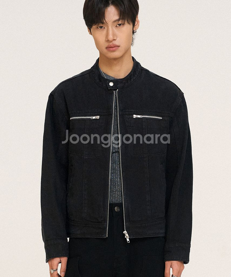 [M] 도프제이슨 데님 바이커 자켓 블랙--1
