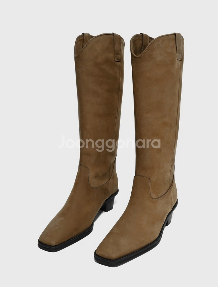 (새상품 최종가격 250사이즈) 도우 DOUGH 모던웨스턴부츠 브라운 여성 천연소가죽 롱부츠--0