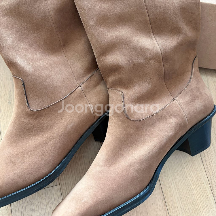 (새상품 최종가격 250사이즈) 도우 DOUGH 모던웨스턴부츠 브라운 여성 천연소가죽 롱부츠--8