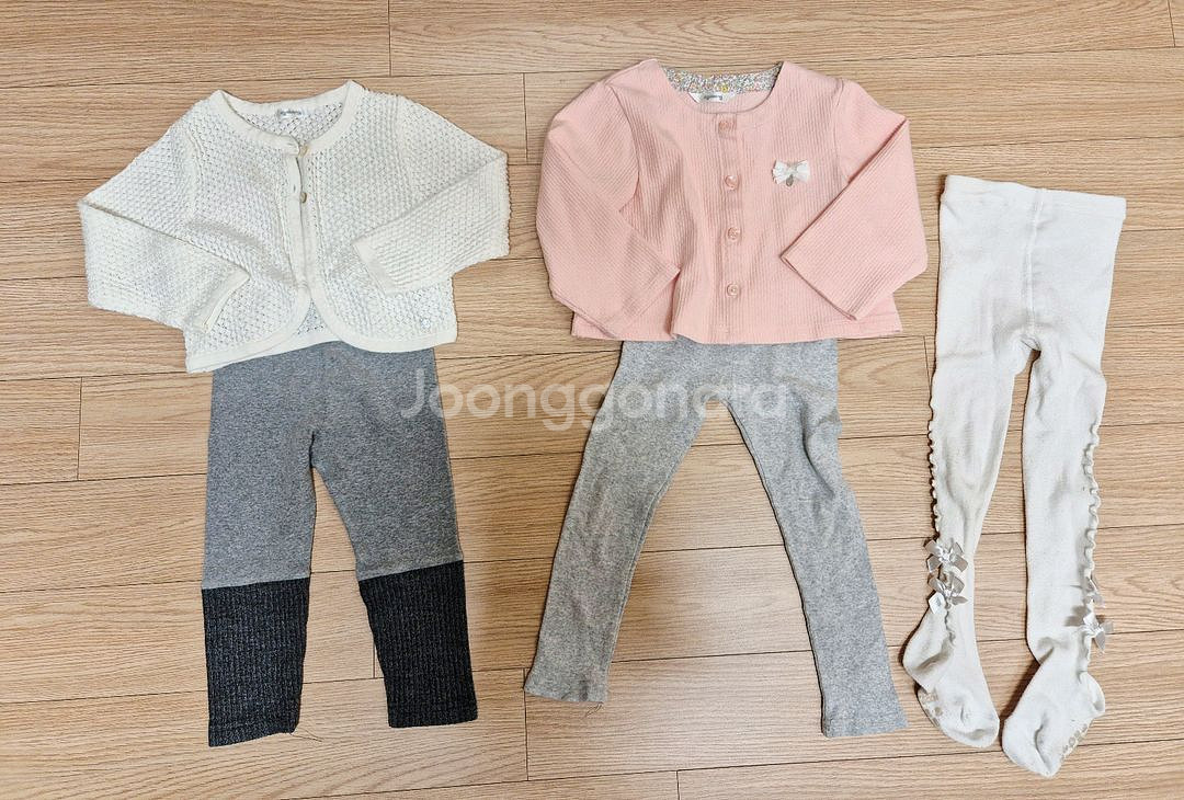여아 옷 가디건,바지, 양말세트 90 사이즈--0