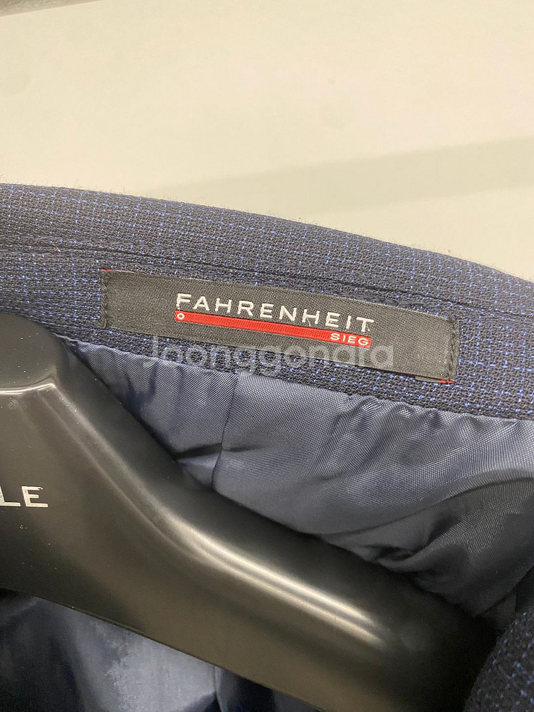 (95,30)남성용 지이크 파렌하이트 잔체크 네이비 수트 셋업 정장 세트--3