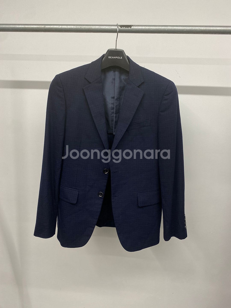 (95,30)남성용 지이크 파렌하이트 잔체크 네이비 수트 셋업 정장 세트--1