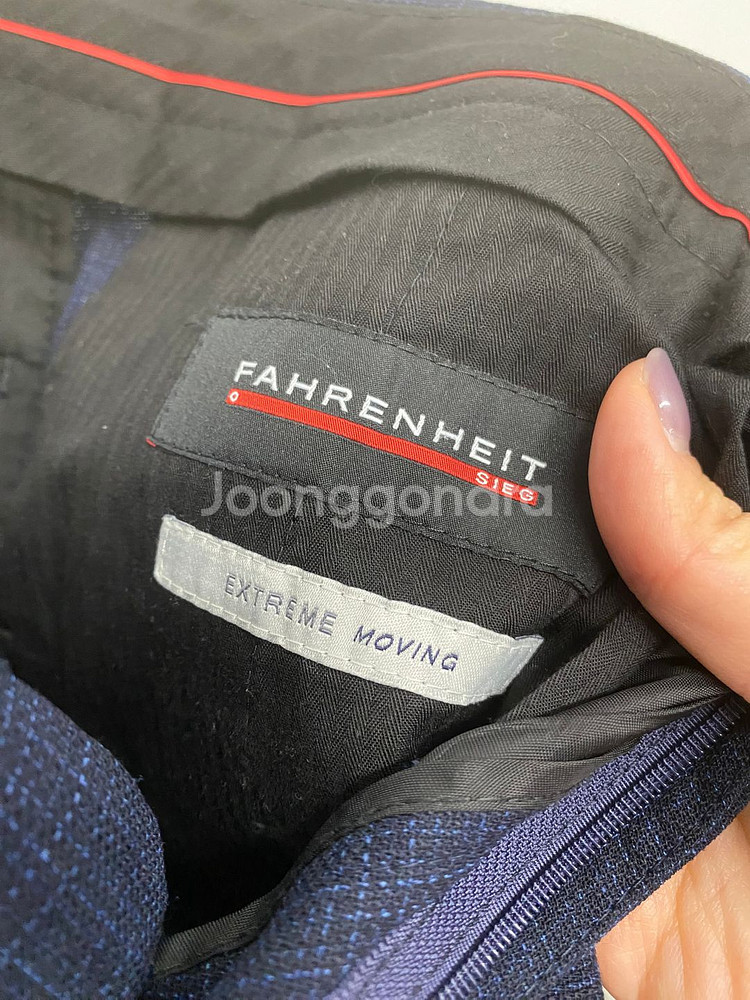 (95,30)남성용 지이크 파렌하이트 잔체크 네이비 수트 셋업 정장 세트--8