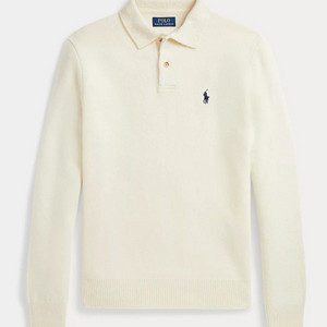 폴로 랄프로렌 24FW 울 캐시미어 폴로 칼라 스웨터크림 색상 M 사이즈