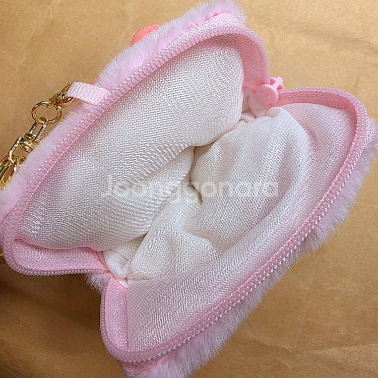 산리오 사각 동전지갑 인형키링. 새제품 마이멜로디(핑크), 폼폼푸린(노랑), 포챠코(크림) 3개.--7