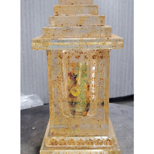 [골동품] 유리수정 불상조각 탑형 사리함