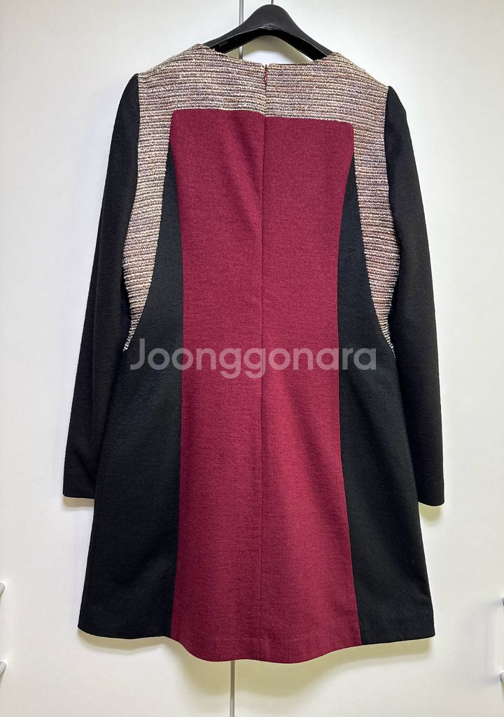 라인 배색 모직 원피스 66사이즈--1