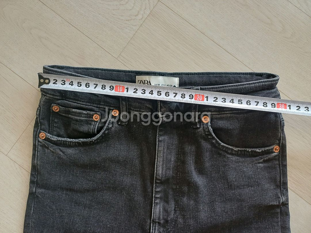 ZARA 블랙 데님 세미부츠컷 팬츠 EU36(24인치정도)--3