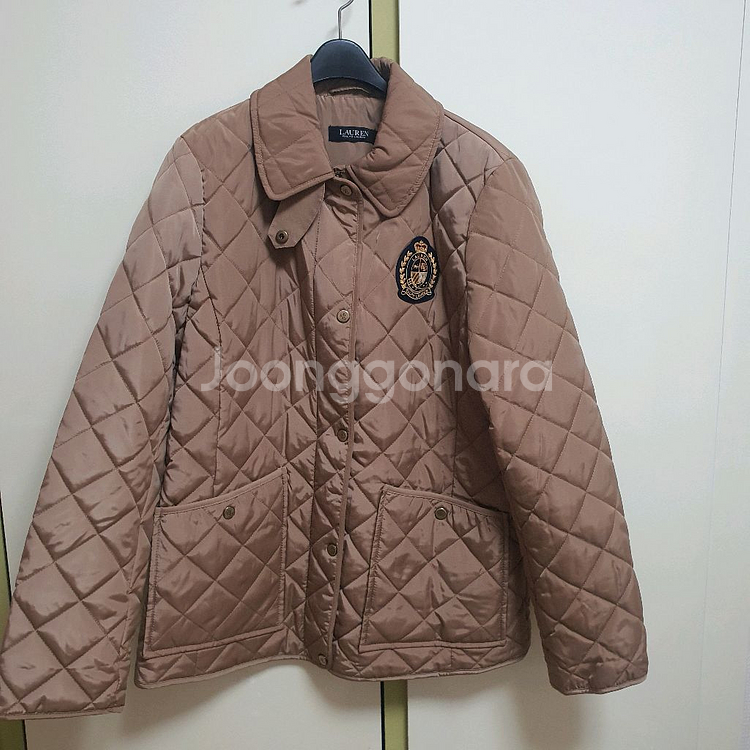 정품 랄프로렌 크레스트 패치 퀼팅 누빔 재킷 카멜 베이지--3