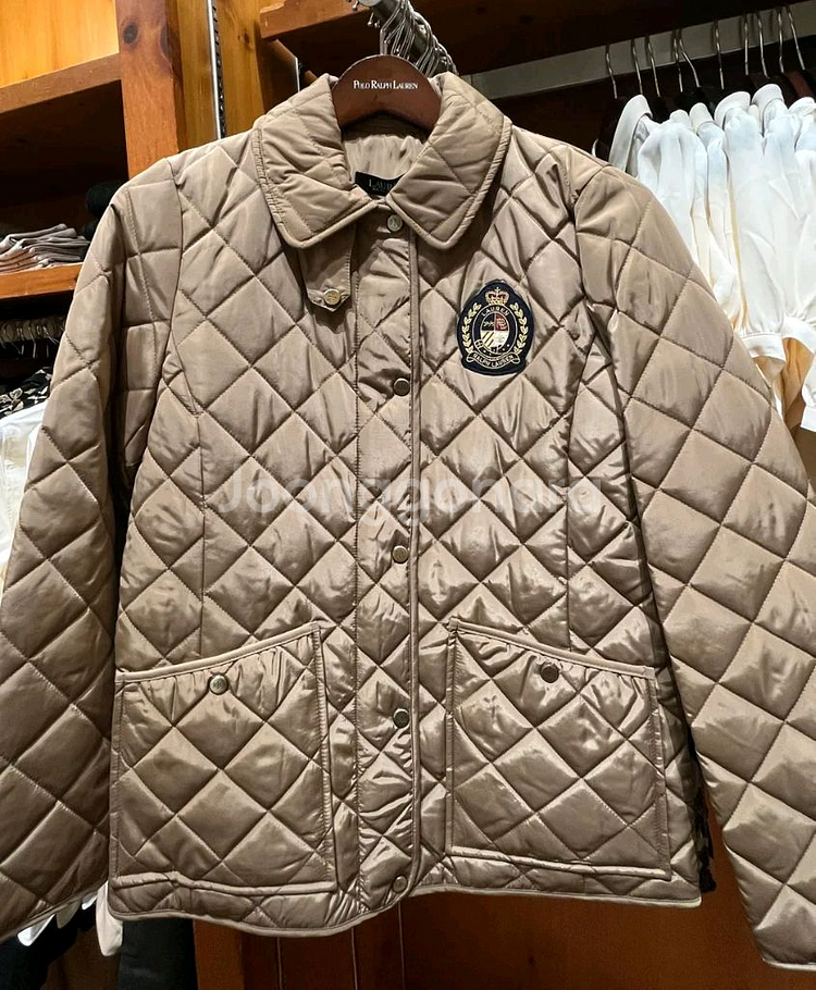 정품 랄프로렌 크레스트 패치 퀼팅 누빔 재킷 카멜 베이지--2