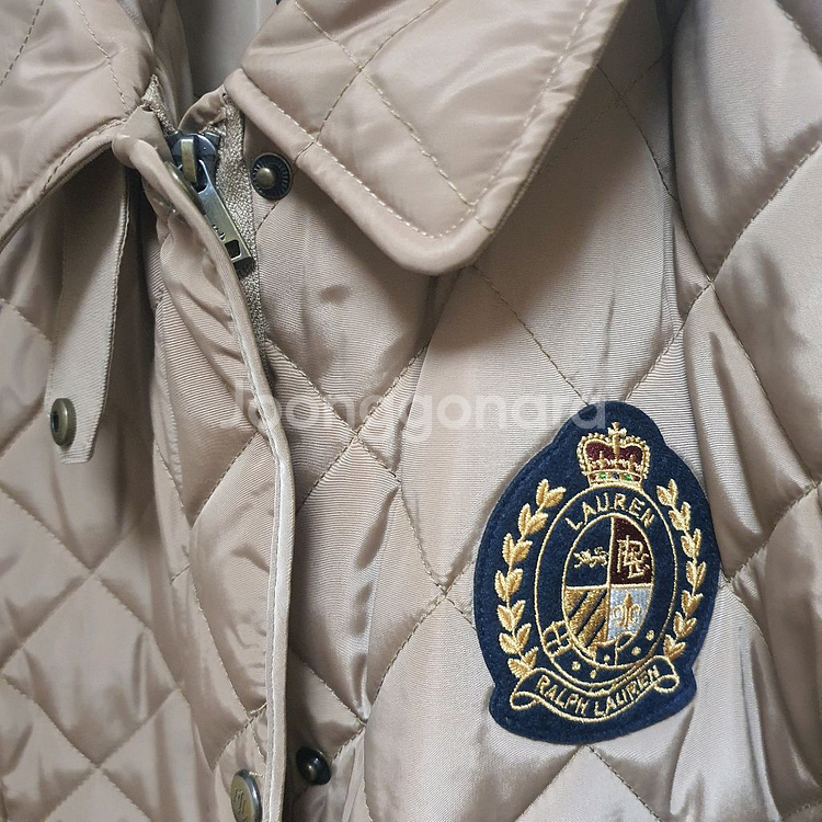 정품 랄프로렌 크레스트 패치 퀼팅 누빔 재킷 카멜 베이지--6