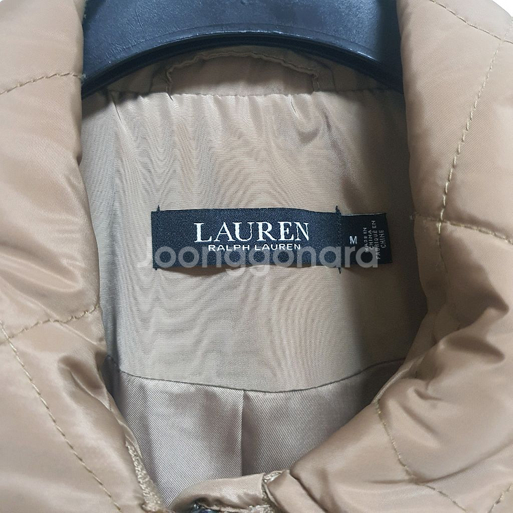 정품 랄프로렌 크레스트 패치 퀼팅 누빔 재킷 카멜 베이지--8