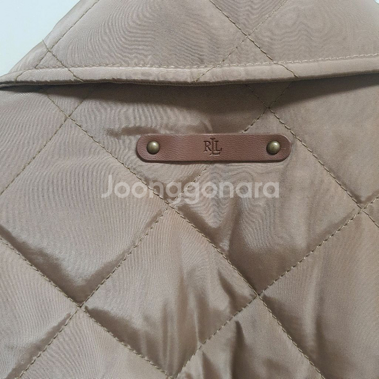 정품 랄프로렌 크레스트 패치 퀼팅 누빔 재킷 카멜 베이지--5
