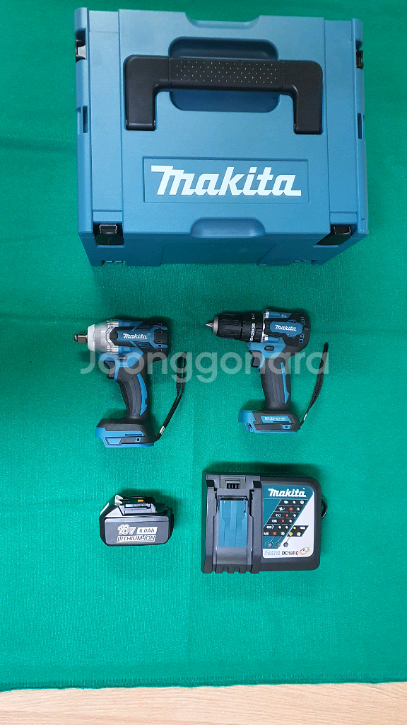 마끼다 18V 브러시리스 충전 드릴+ 임팩 렌치 풀세트 중형 공구함 포함--0