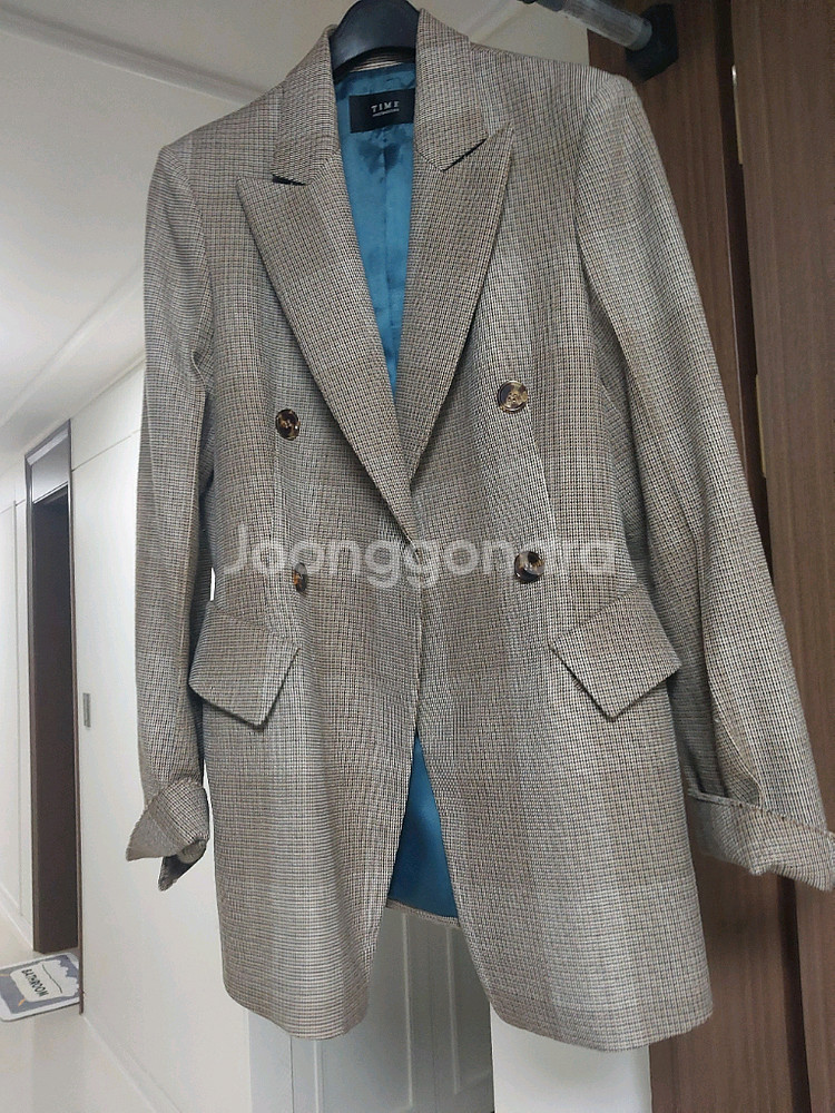 타임 더블브레스트 체크 자켓--4