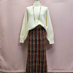 (새상품) 스튜디오 럭스 체크 니트 롱스커트