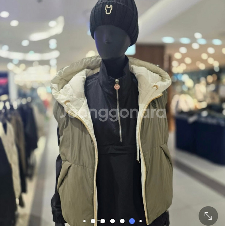 라이프워크 여성 다이아 퀼팅 리버시블 후드 다운 조끼패딩--2