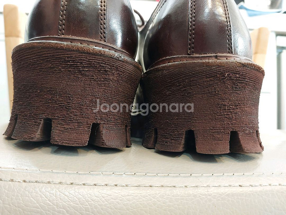 야세 6.5cm 페더 코만도솔 홀스하이드 더비 브라운 구두 250mm--2