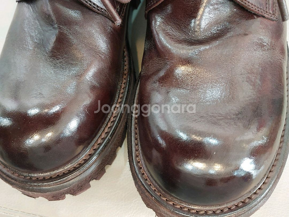 야세 6.5cm 페더 코만도솔 홀스하이드 더비 브라운 구두 250mm--6