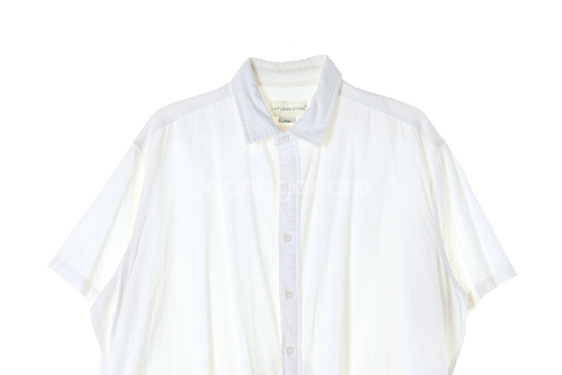 [L]라퍼지스토어 린넨 화이트 오버핏 반팔 셔츠--1