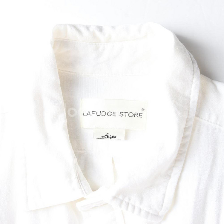 [L]라퍼지스토어 린넨 화이트 오버핏 반팔 셔츠--5