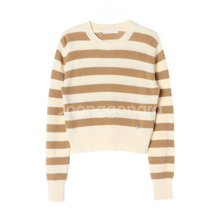 [M]플랙 아이보리 베이지 스트라이프 니트 스웨터--0