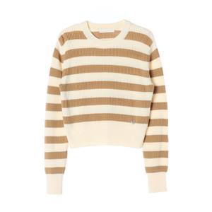 [M]플랙 아이보리 베이지 스트라이프 니트 스웨터